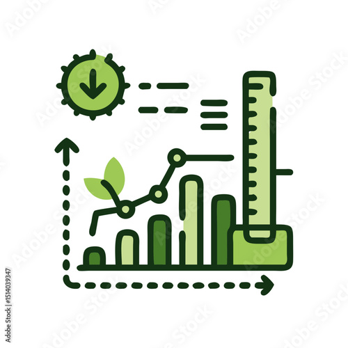 Sustainable manufacturing metrics icon representing modern eco-friendly production measurements