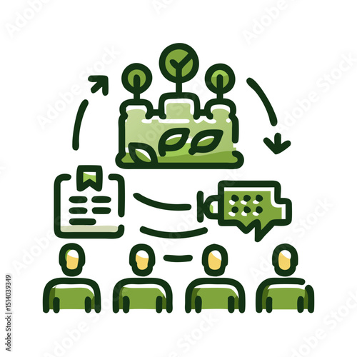 Sustainable manufacturing training icon representing modern eco-friendly workforce development