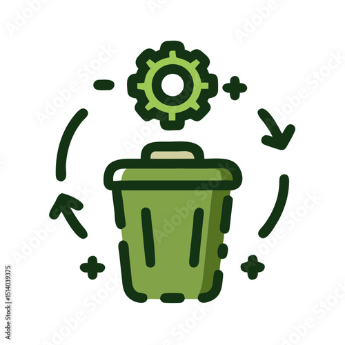 Waste management system icon illustrating modern eco-friendly disposal practices