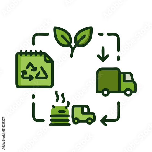 Sustainable supply chain icon representing modern eco-friendly resource management