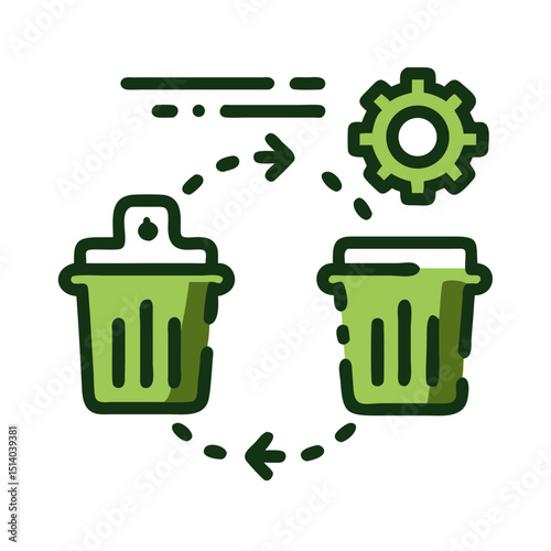 Waste management system icon representing modern eco-friendly waste processing solutions