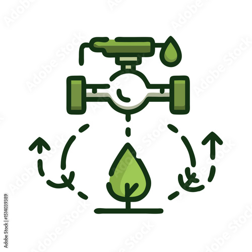 Water conservation system icon illustrating modern eco-friendly water management practices