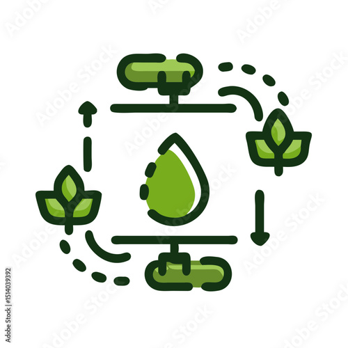 Water conservation system icon representing modern eco-friendly water efficiency strategies -2