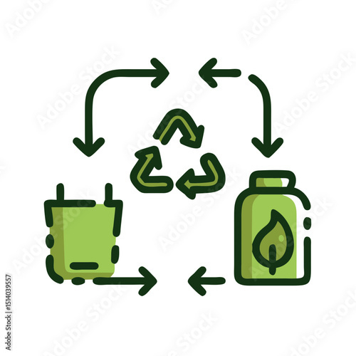 Recycling process icon illustrating modern eco-friendly resource recovery solutions - 2
