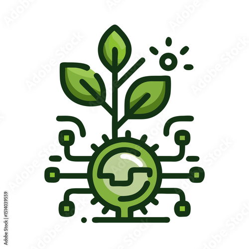 Green technology adoption icon showcasing modern eco-friendly production integration - 2