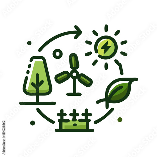 Renewable energy sources icon representing modern eco-friendly production solutions -2