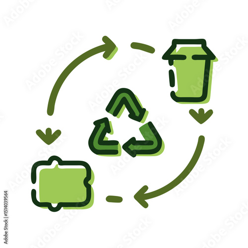 Recycling process icon representing modern eco-friendly waste management solutions