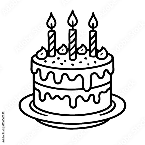 Birthday Cake with Candles Vector Illustration