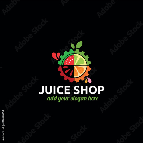 fruits juice dessert shop logo design vector