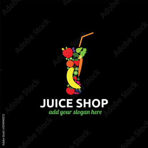 fruits juice dessert shop logo design vector