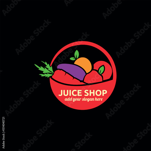 fruits juice dessert shop logo design vector