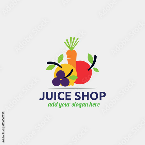fruits juice dessert shop logo design vector