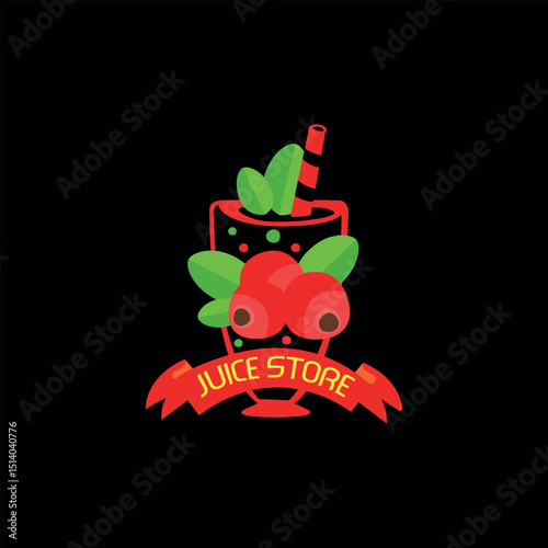 fruits juice dessert shop logo design vector