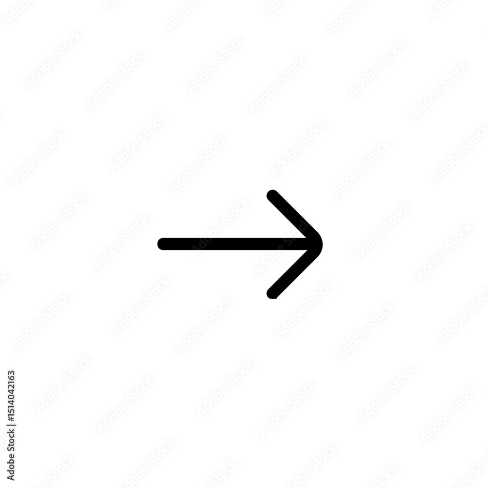 Obraz premium Illustration of a simple right arrow with a horizontal line and a pointed head indicating direction forward