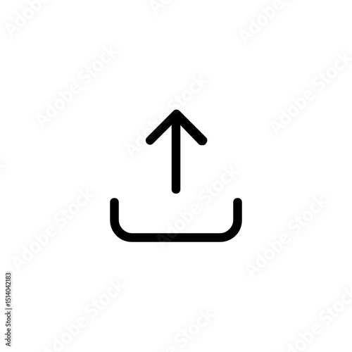 Illustration of a simple upload icon with an arrow pointing upwards from a bracket shape design photo