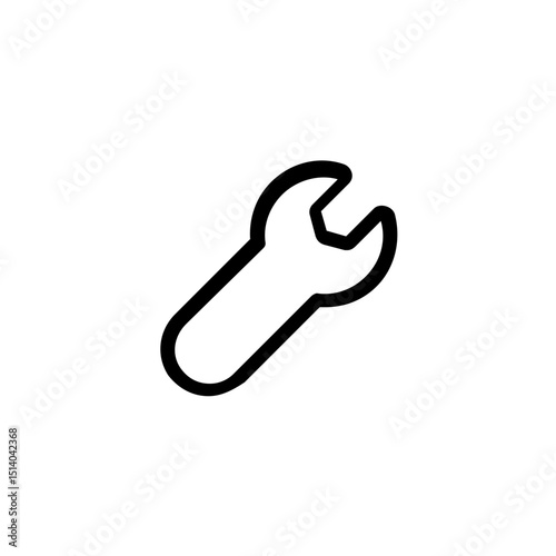 A simple black and white line drawing of a spanner tool for mechanical repairs and adjustments work