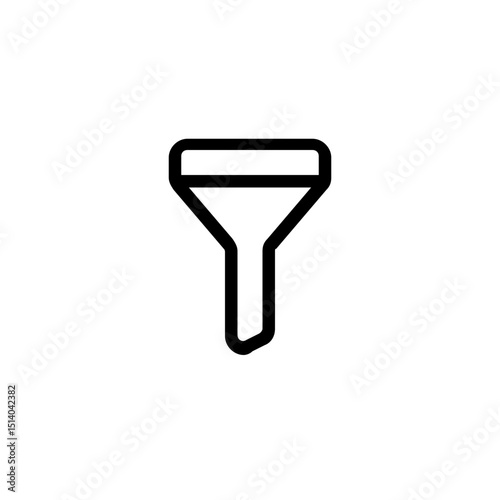 Illustration of a simple black outline of a funnel with a wide opening and narrow spout design