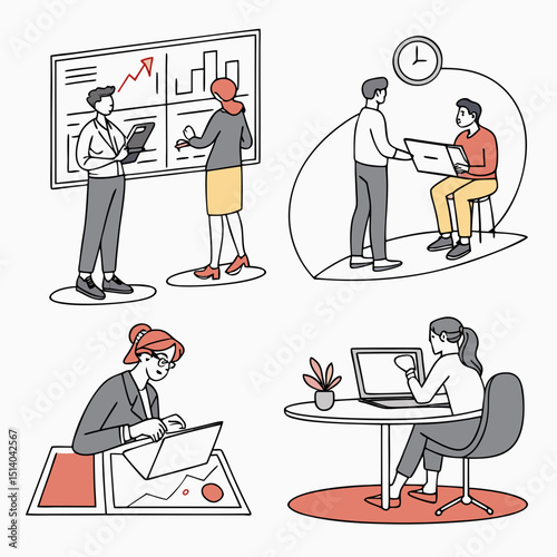 set of cartoon office workers