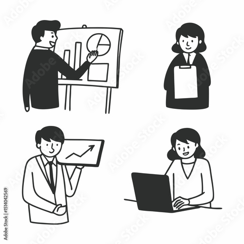set of business people