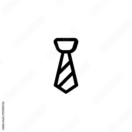 Illustration of a necktie with a simple design and bold outline on a plain white isolated background