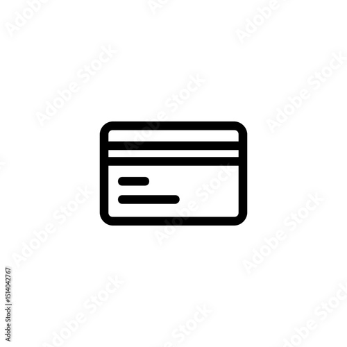Illustration of a simple black and white credit card icon with rounded edges and two horizontal lines