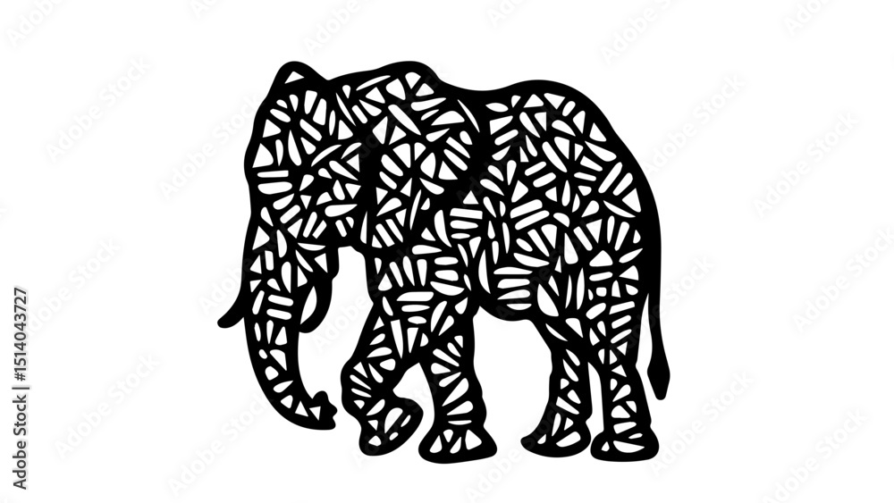 Fototapeta premium Artistic representation of an elephant adorned with intricate patterns showcasing nature's beauty and grace