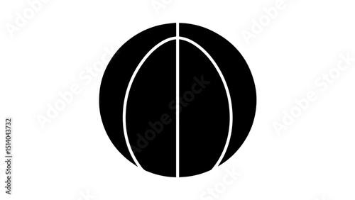 Unique design of a minimalist black and white sphere illustrating geometric balance and simplicity at a modern art space