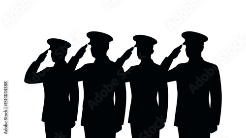 Silhouette of Army Officers Saluting
