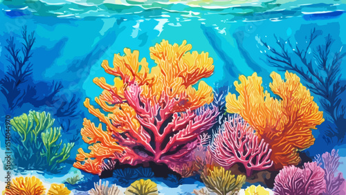 Tropical coral reef painting