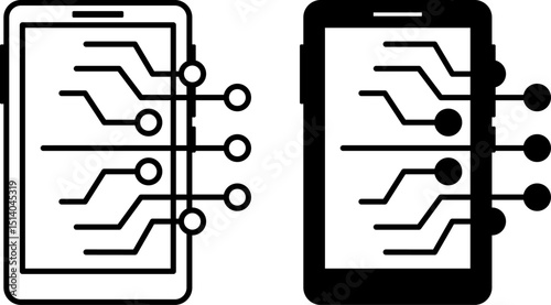 Electronic Icons. Black and White Vector Illustrations. Electronic Devices, Gadgets, Technologies. Device Concept