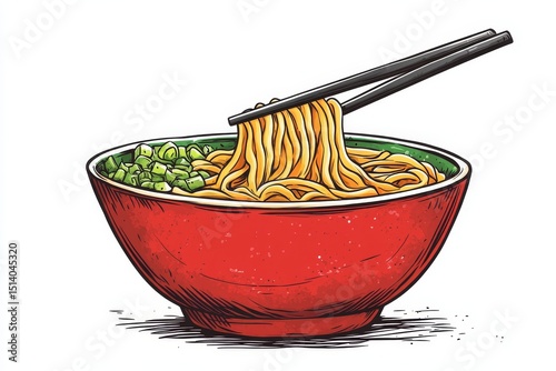 cartoon ramen noodle bowl  illustration