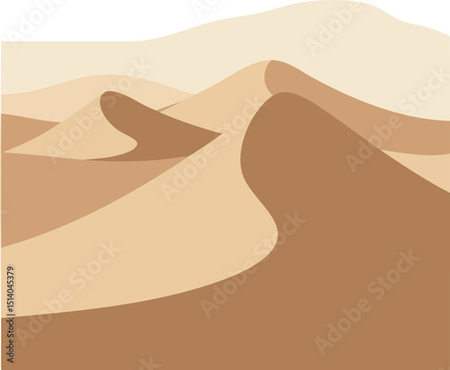 Desert landscape with sand dunes in warm beige and brown tones vector illustration 