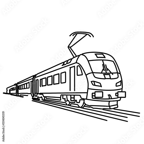 Modern High-Speed Electric Train Line Art