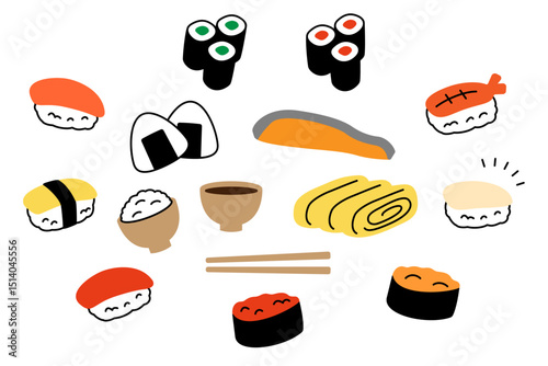 手書き風のかわいい和食セット