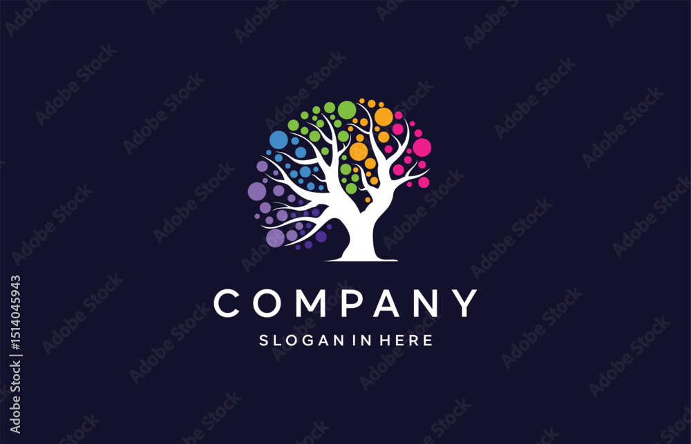Obraz premium creative Idea technology logo design, symbol brain with tree, leaf blub vector template