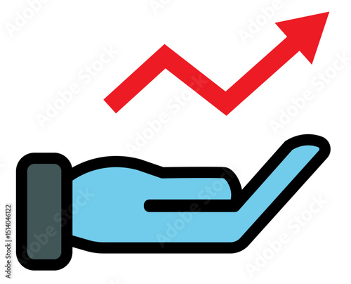 Growth in hand icon, investment and financial concept