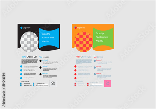 Modern Clean Professional A4 Size Corporate Business Flyer Design or Compony Brochure Design Template With To Color Variation