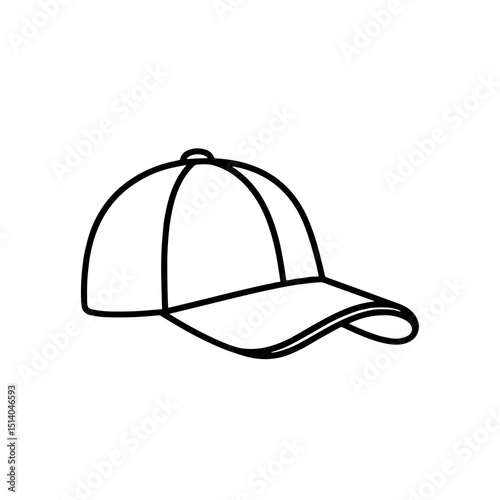Baseball cap outline design, simple style, black and white