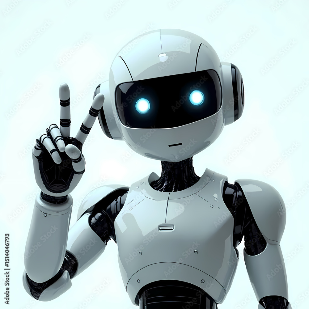 custom made wallpaper toronto digitalMinimalist white android flashing peace gesture with led eyes