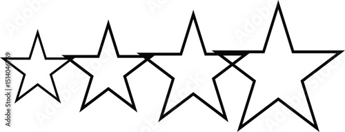 Set of outline four stars customer product rating review flat icon for apps and websites,