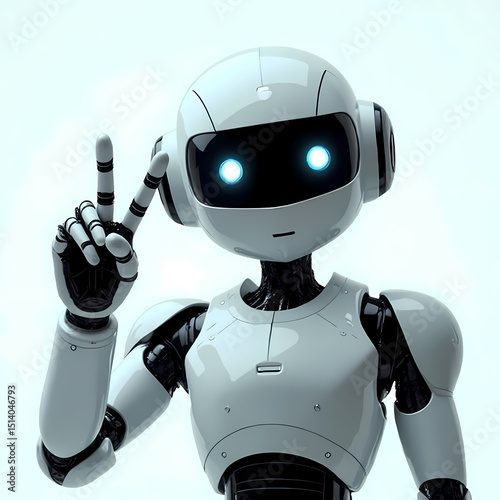 Wallpaper Mural Minimalist white android flashing peace gesture with led eyes  Torontodigital.ca