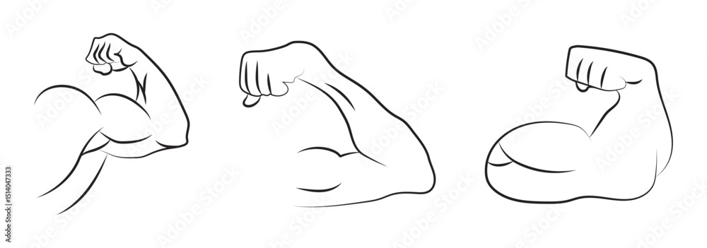 Obraz premium Muscle liner icon vector set. Biceps. Muscle icon. Gym logo. Vector .Biceps icon Simple thin outline
