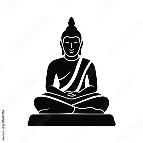 Buddha Statue Icon Vector Flat Clean Look Isolated