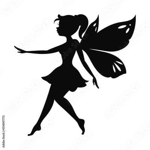 Charming Fairy Girl Silhouette – Vector Clipart Design