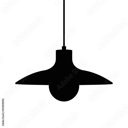 A black silhouette of a hanging light fixture