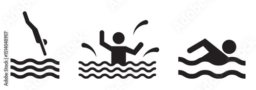 Swimming pool icon Outline vector logo for web ui .swimming icon Flat simple outline set. swimming icon collections, vector art.