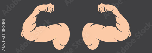 Strong arm biceps icon vector set illustration. Arm biceps silhouette art. Muscle icon set, flexed bicep arm icon hand emoji. Feats of strength sign - Biceps muscular arm icons.