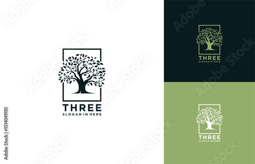 Tree Forest Landscape classic vintage logo design