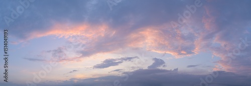 Photography Panorama of a moody and wild cloudscape during blue hour after sunset