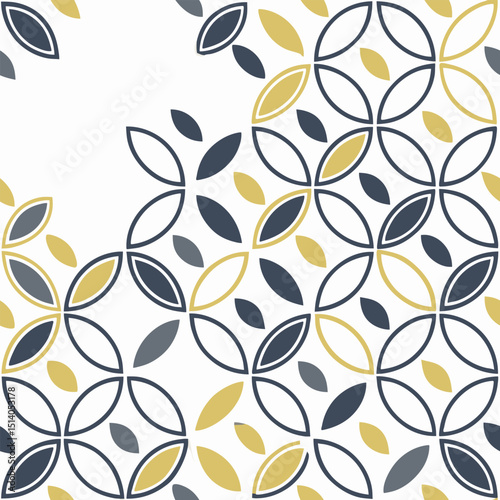 Modern Geometric Floral Pattern Set – Abstract Leaf Mandala Designs in Minimalist Black, Grey, and Yellow for Backgrounds, Textile Prints, and Wall Art.